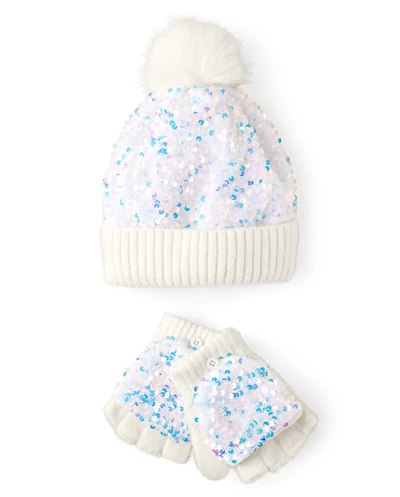 Ensemble 2 pièces à paillettes pour fille, idéal temps froid