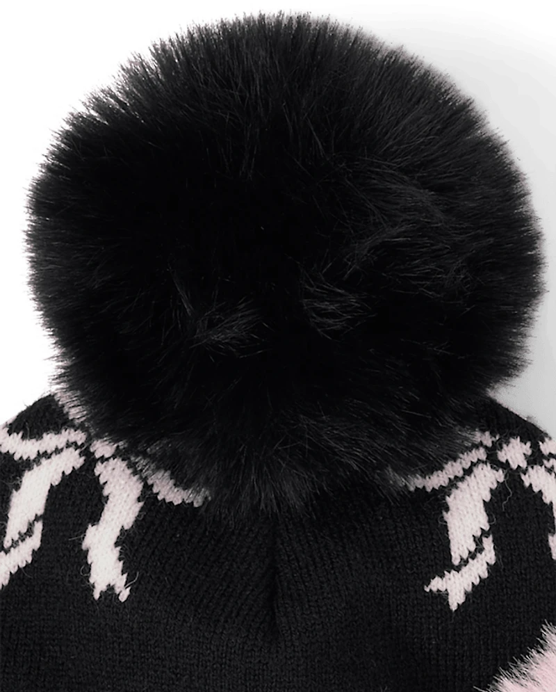 Girls Bow Pom Beanie 2-Pack