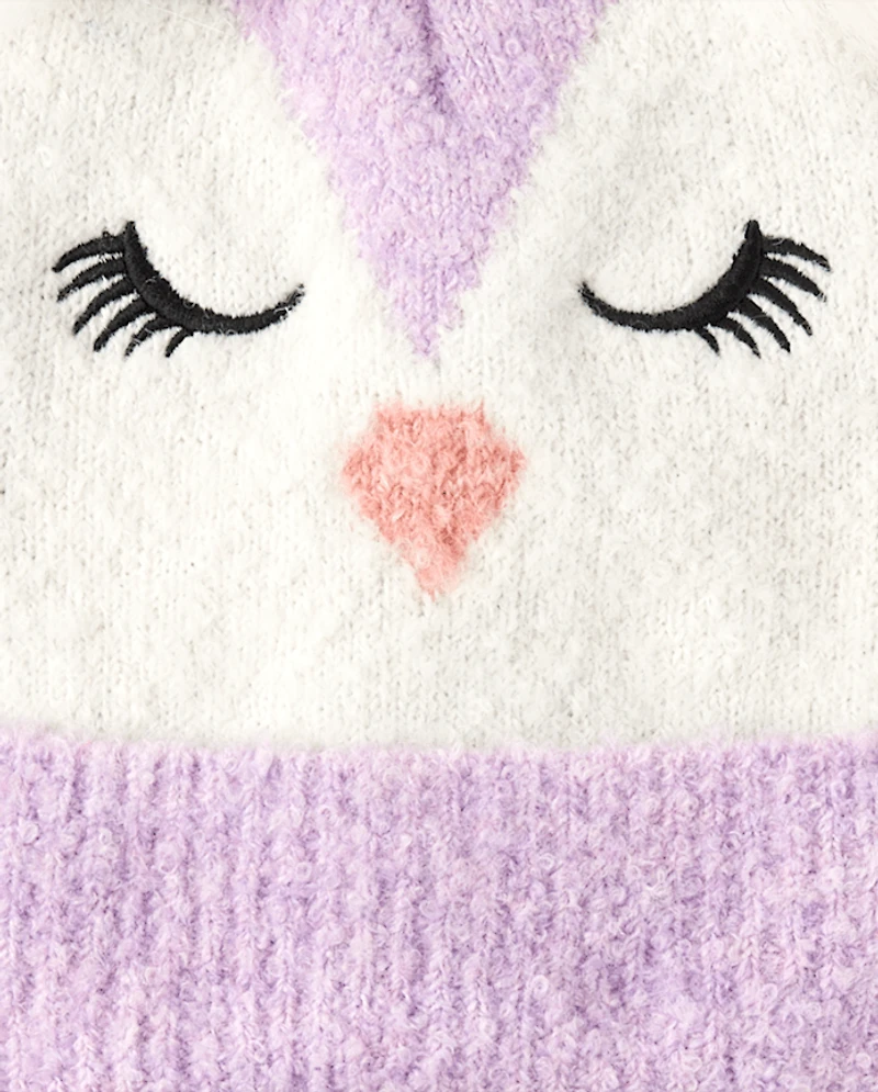 Ensemble 2 pièces pour fille avec hibou brodé temps froid