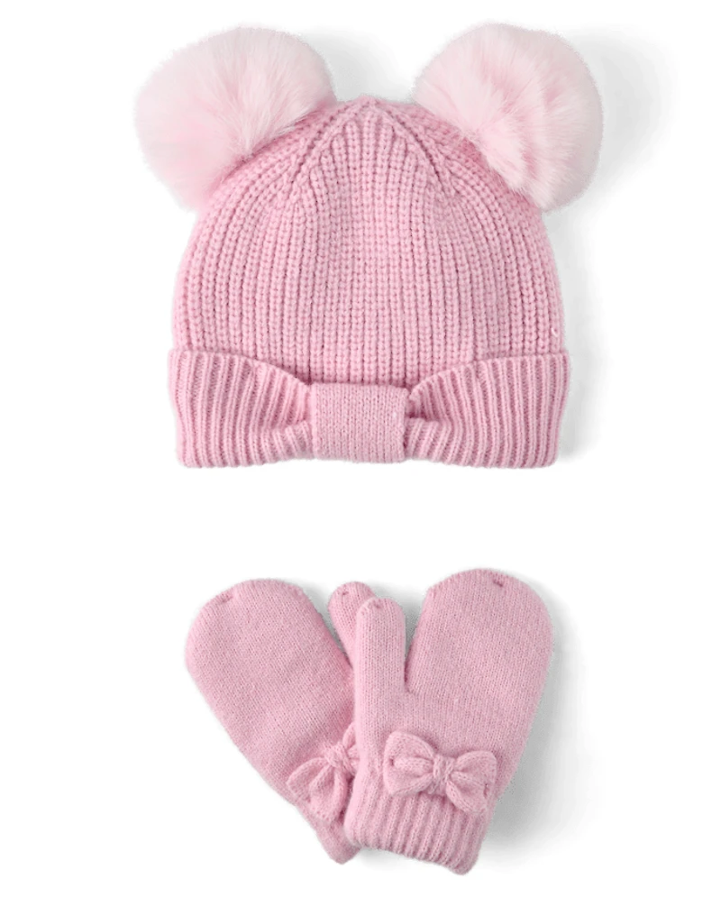 Ensemble 2 pièces pour temps froid avec nœud petite fille