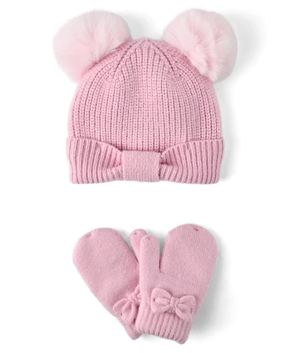 Ensemble 2 pièces pour temps froid avec nœud petite fille