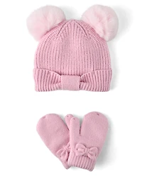 Ensemble 2 pièces pour temps froid avec nœud petite fille