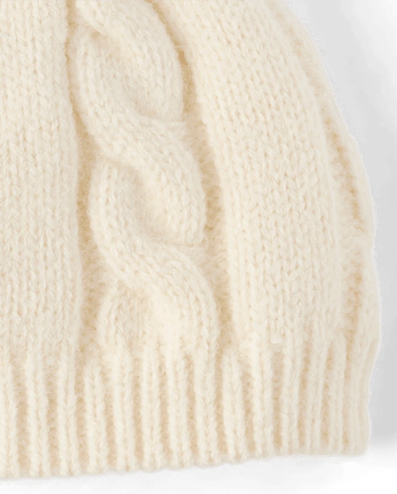 Ensemble 2 pièces pour bébé fille en maille torsadée avec nœud, idéal temps froid