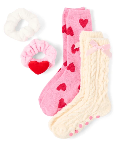 Girls Heart Bow 4-Piece Accessory Set