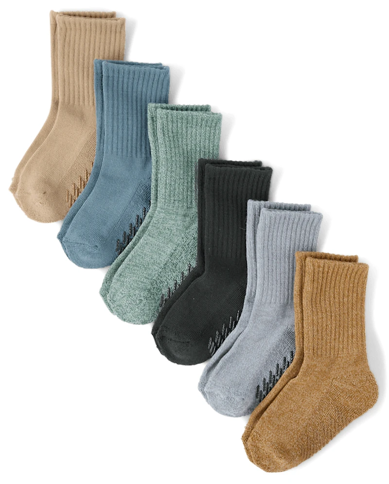 Boys Marled Cushioned Crew Socks 6-Pack