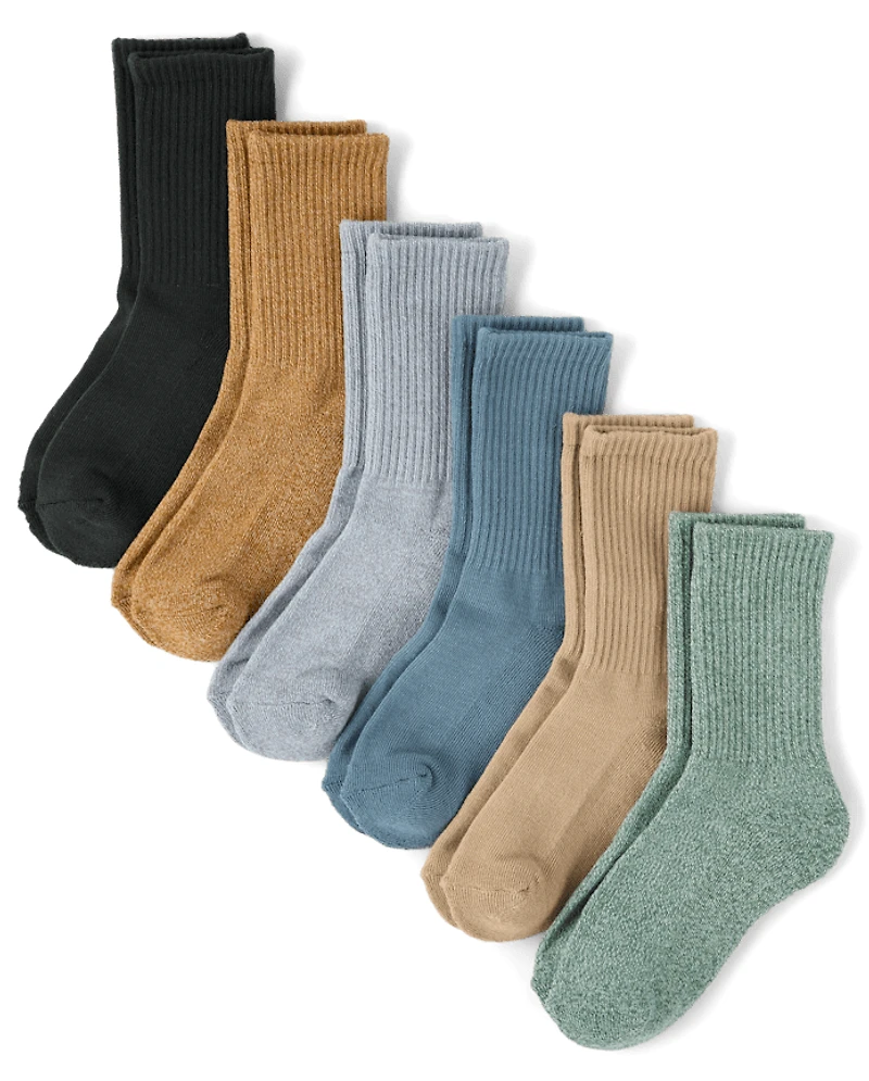 Boys Marled Cushioned Crew Socks 6-Pack