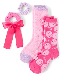 Girls Happy Face Bow 4-Piece Accessory Set