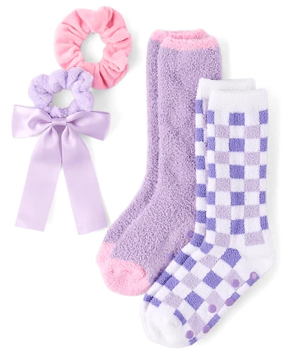 Girls Checkered 4-Piece Accessory Set
