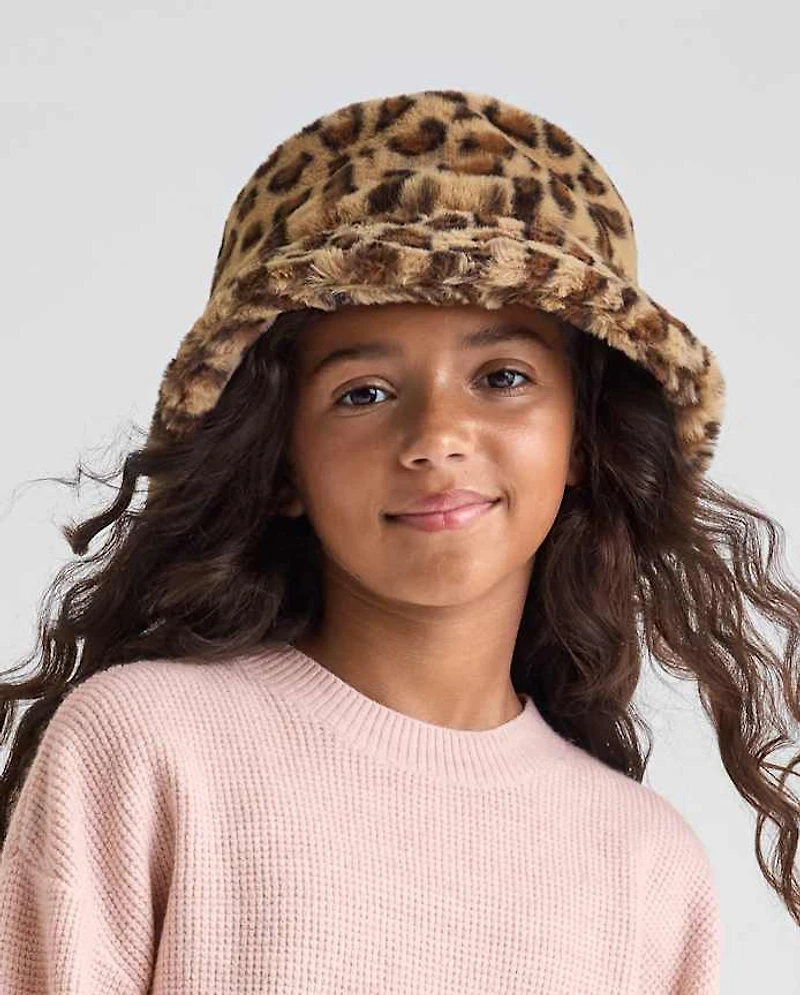 Girls Faux Fur Bucket Hat