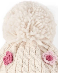 Toddler Girls Cable Knit Floral 2-Piece Cold Weather Set