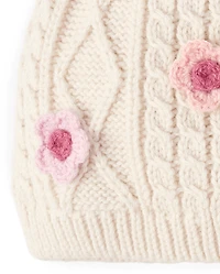 Toddler Girls Cable Knit Floral 2-Piece Cold Weather Set