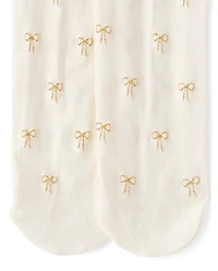 Toddler Girls Shimmer Bow Microfiber Tights 2-Pack
