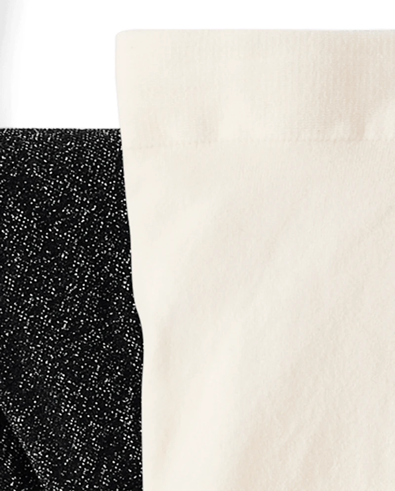 Toddler Girls Shimmer Bow Microfiber Tights 2-Pack