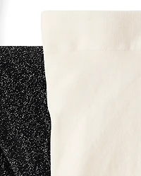 Toddler Girls Shimmer Bow Microfiber Tights 2-Pack