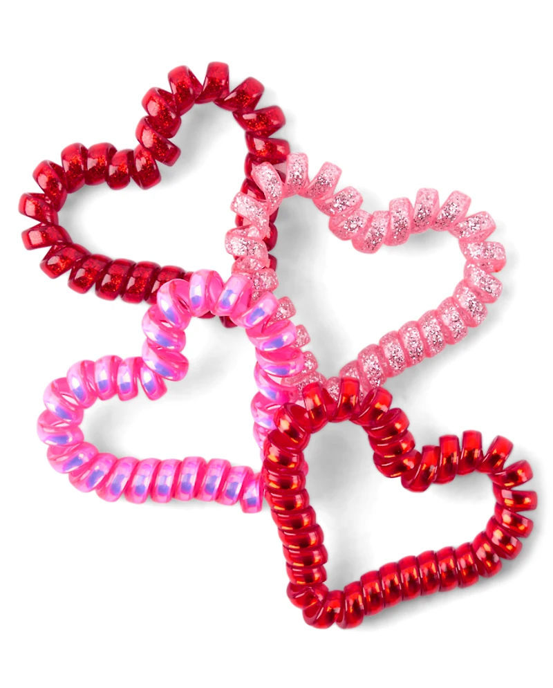 Girls Heart Coil Bracelet 4-Pack