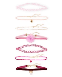 Girls Heart Choker Necklace 7-Pack