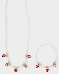 Girls Faux Pearl Charm 2-Piece Jewelry Set
