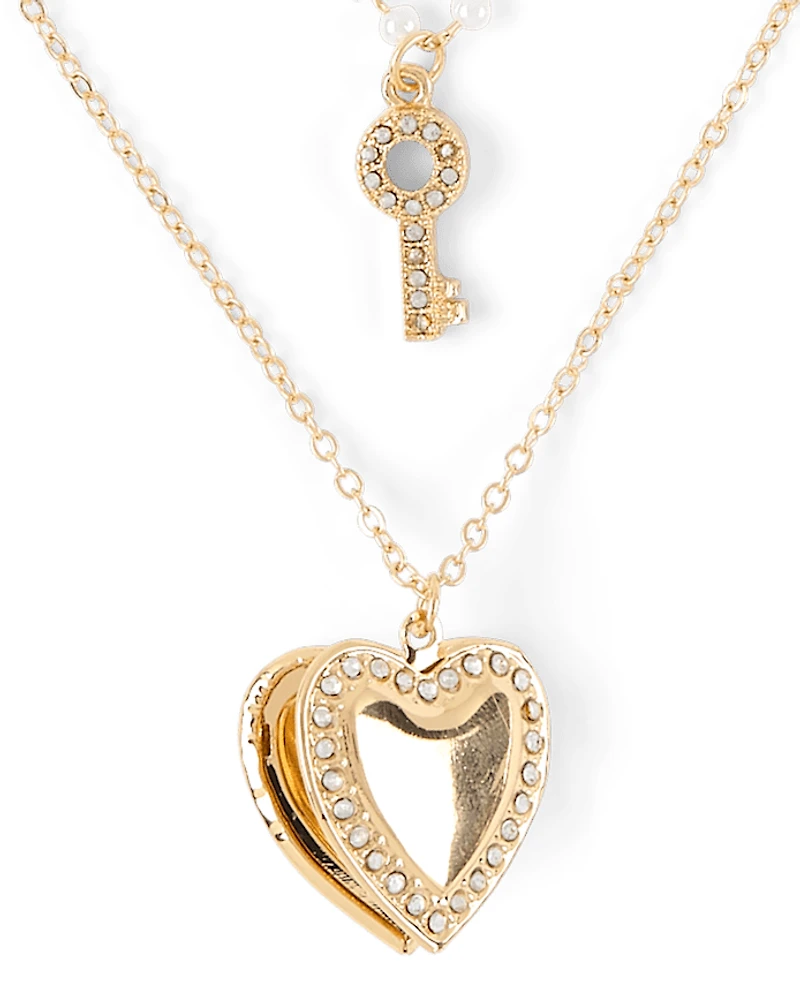 Girls Heart Layered Necklace