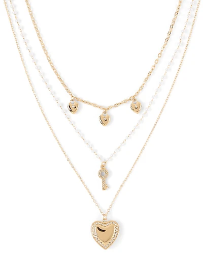 Girls Heart Layered Necklace