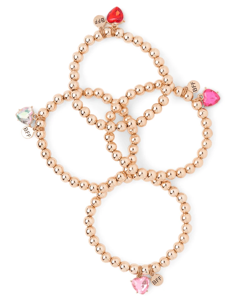 Girls Beaded Heart Bracelet 4-Pack