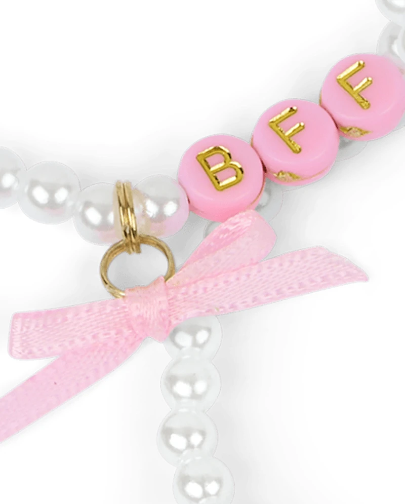 Girls Bow BFF Beaded Bracelet 4-Pack