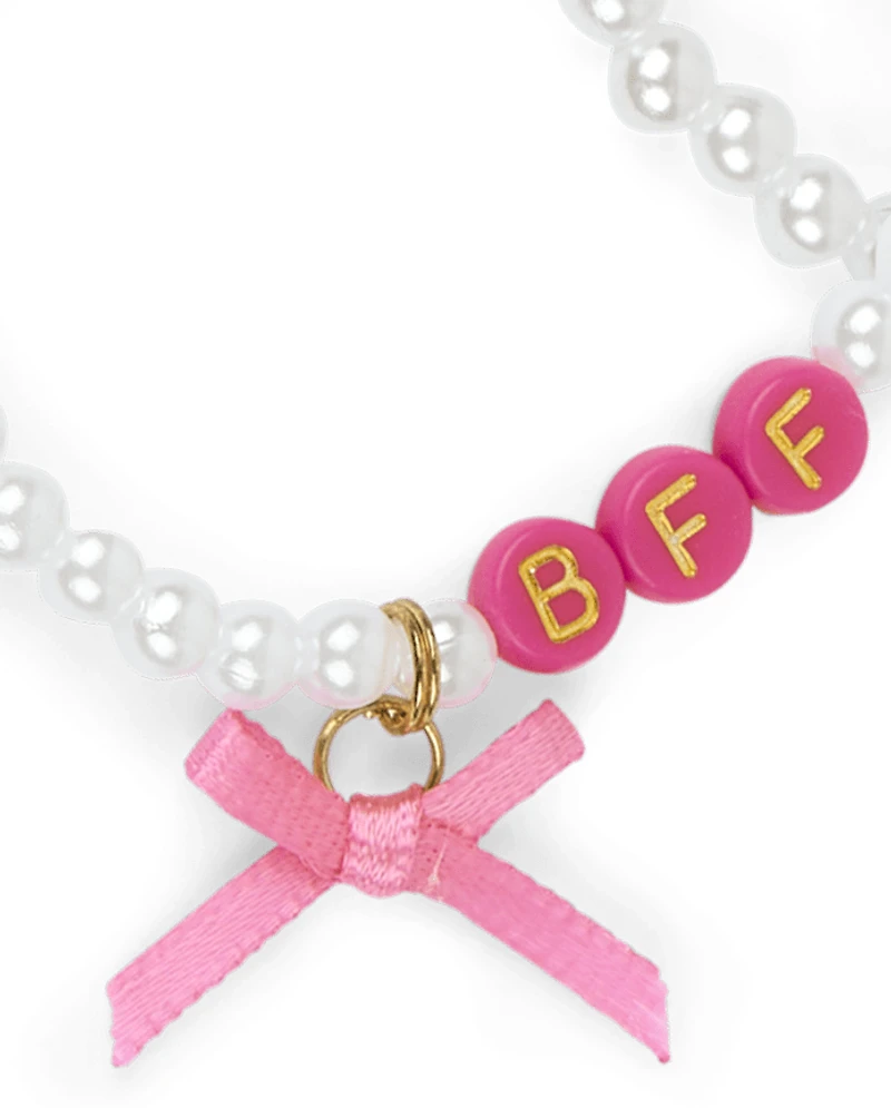 Girls Bow BFF Beaded Bracelet 4-Pack