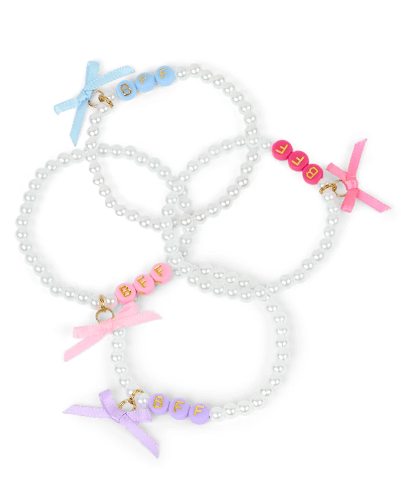 Girls Bow BFF Beaded Bracelet 4-Pack