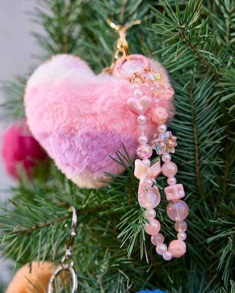 Girls Heart Beaded Bag Charm