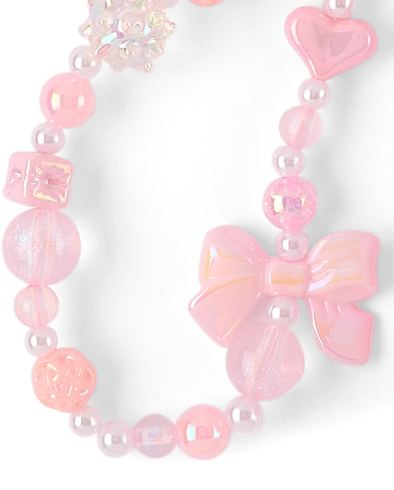 Girls Heart Beaded Bag Charm