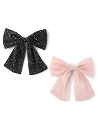 Girls Shimmer Rhinestone Bow Hair Clip 2-Pack