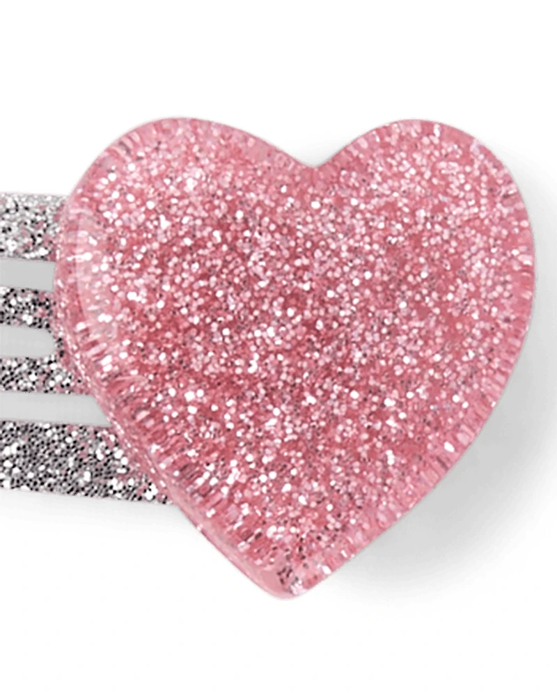 Girls Glitter Heart Hair Clip 10-Pack