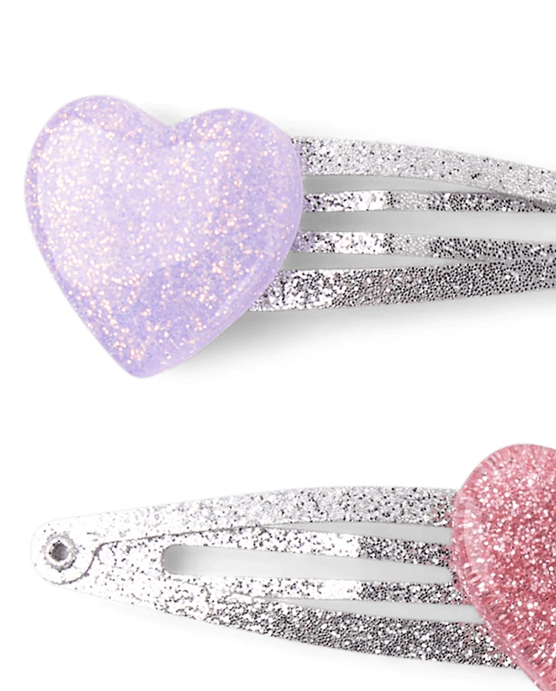Girls Glitter Heart Hair Clip 10-Pack