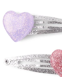 Girls Glitter Heart Hair Clip 10-Pack