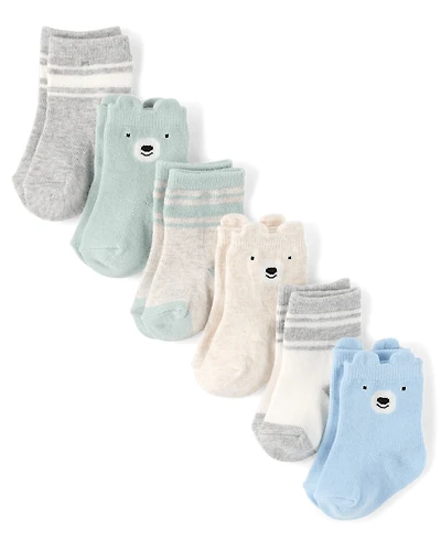 Baby Boys Bear Midi Socks 6-Pack