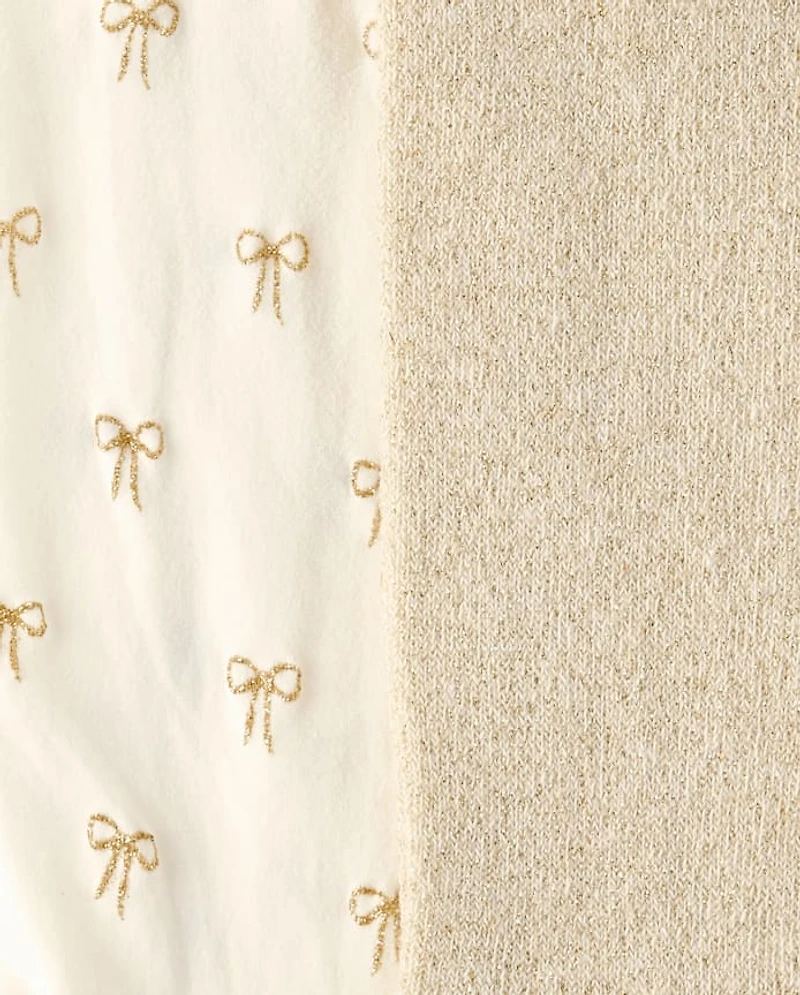 Baby Girls Glitter Bow Tights 2-Pack