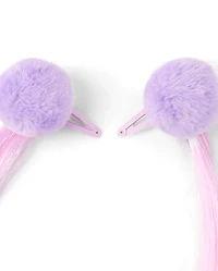 Girls Pom Pom Hair Extension Hair Clip 2-Pack