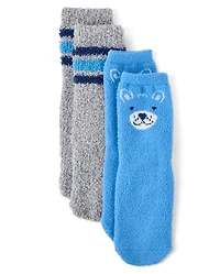 Toddler Boys Bear Cozy Socks 2-Pack