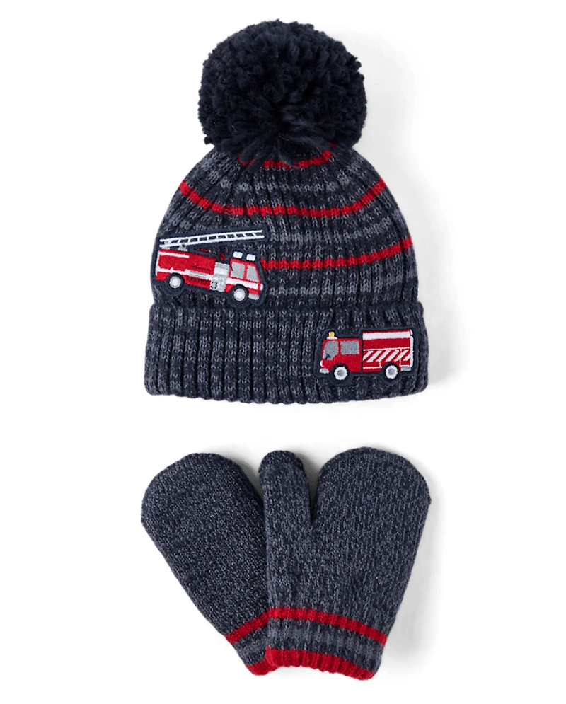 Toddler Boys Fire Truck 2-Piece Cold Weather Set