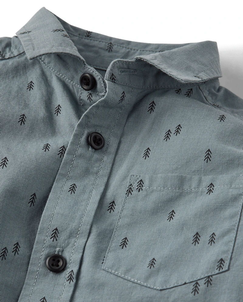 Baby And Toddler Boys Holiday Poplin Button Up Shirt