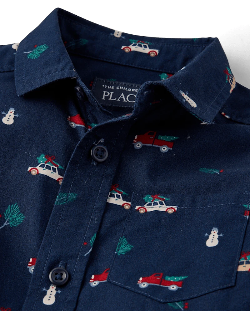 Baby And Toddler Boys Holiday Poplin Button Up Shirt