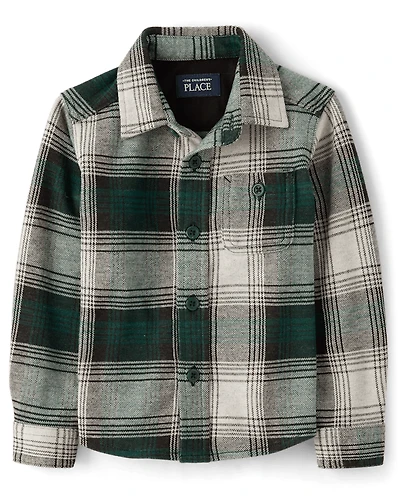 Chemise boutonnée en tricot confortable et luxueuse à carreaux pour bébé tout-petit garçon