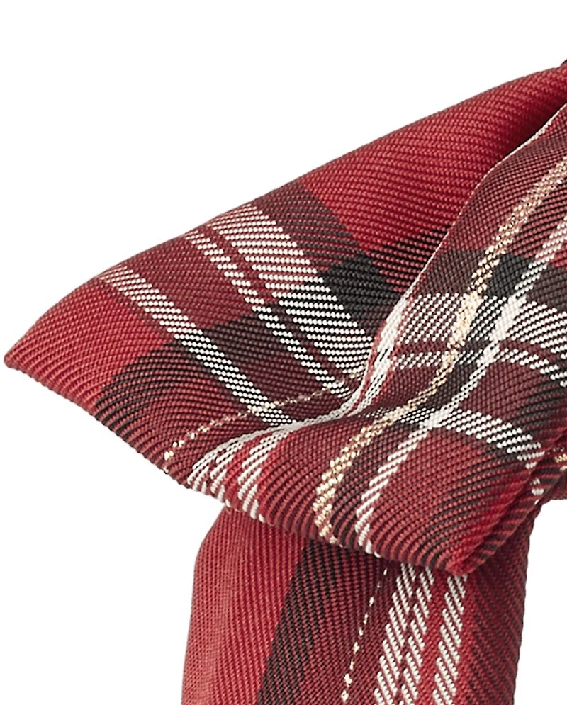 Girls Plaid Satin Bow Headband