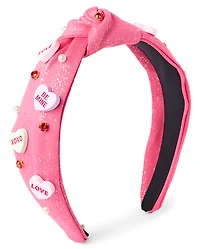 Girls Candy Heart Top Knot Headband