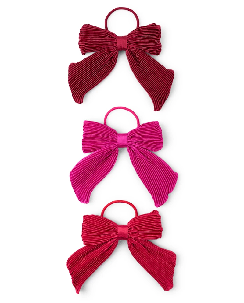 Girls Pleated Bow Hair Tie 3-Pack