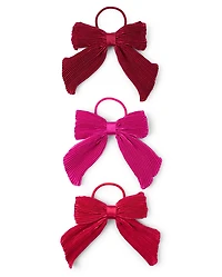 Girls Pleated Bow Hair Tie 3-Pack