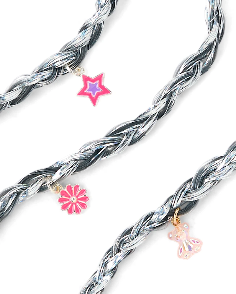 Girls Braided Faux Hair Tinsel Hair Tie