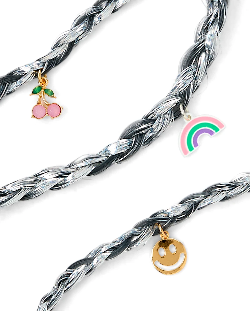 Girls Braided Faux Hair Tinsel Hair Tie