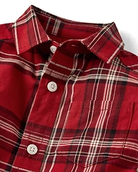 Baby And Toddler Boys Plaid Poplin Button Up Shirt