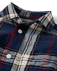 Baby And Toddler Boys Plaid Poplin Button Up Shirt