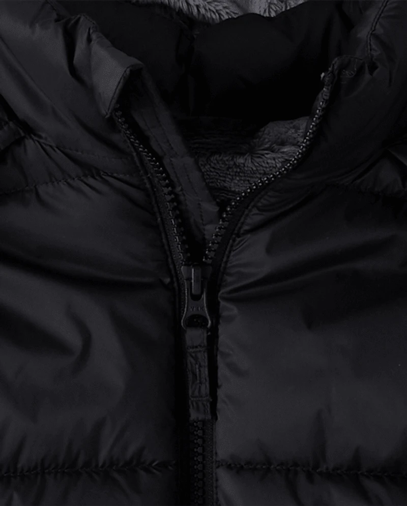 Boys Quilted Heavyweight Faux Fur Lined Parka Jacket